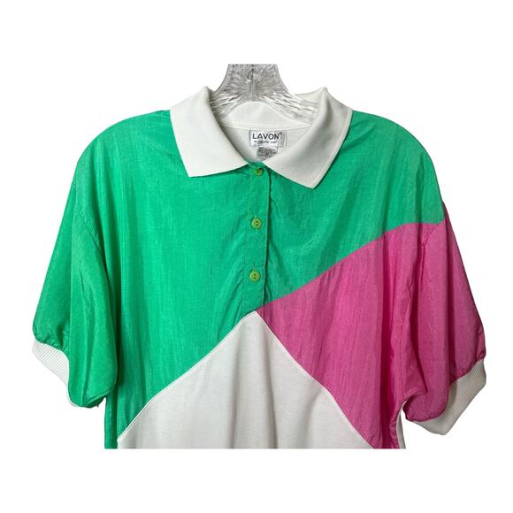 Lavon by Cheerful Corp Vintage Color Block 80's 90's Polo Shirt - Picture 4 of 6